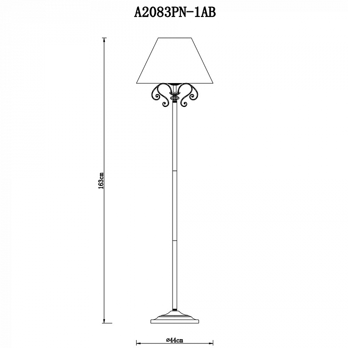 Торшер на 1 лампу Arte Lamp A2083PN-1AB