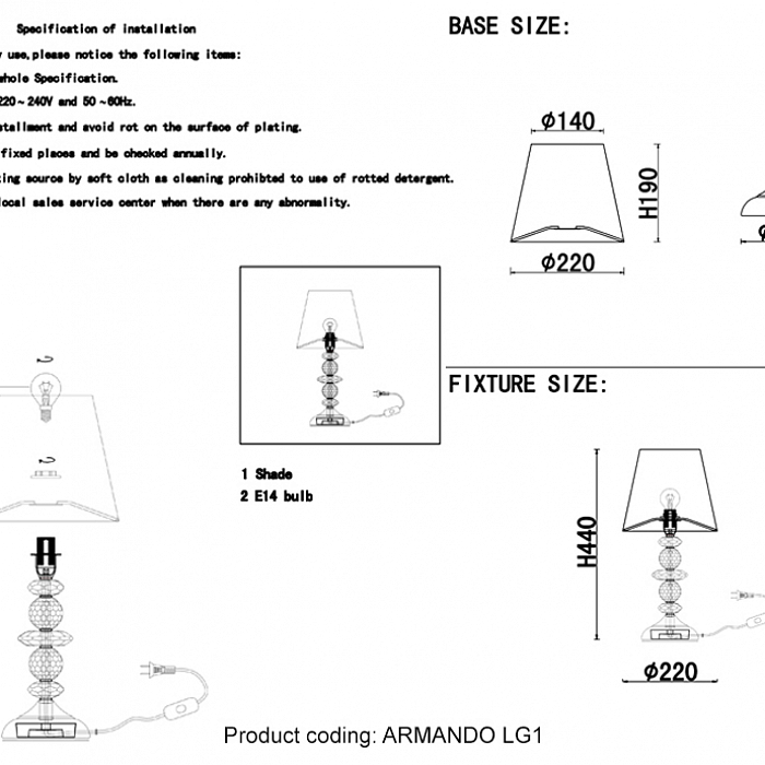 Настольная лампа интерьерная Crystal Lux ARMANDO LG1 GOLD